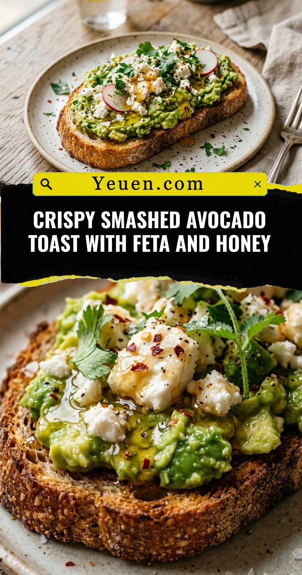 Crispy Smashed Avocado Toast With Feta And Honey