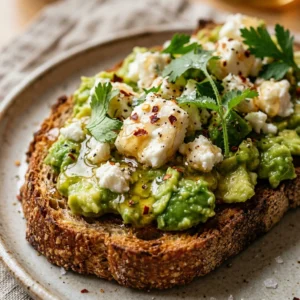 Crispy Smashed Avocado Toast With Feta And Honey