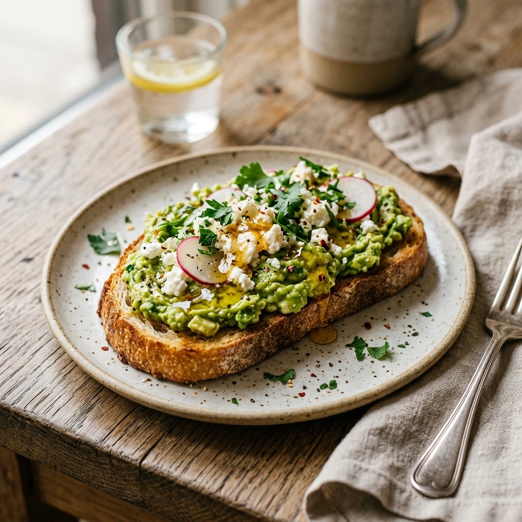 Crispy Smashed Avocado Toast With Feta And Honey