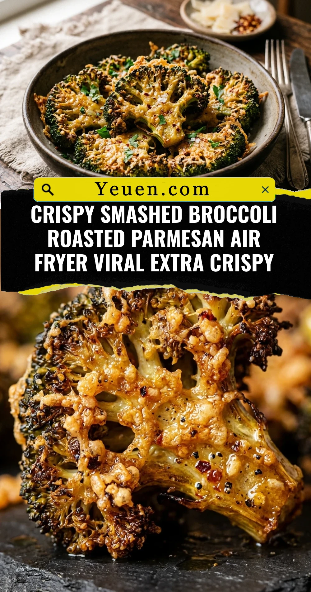 Crispy Smashed Broccoli Roasted Parmesan Air Fryer Viral Extra Crispy