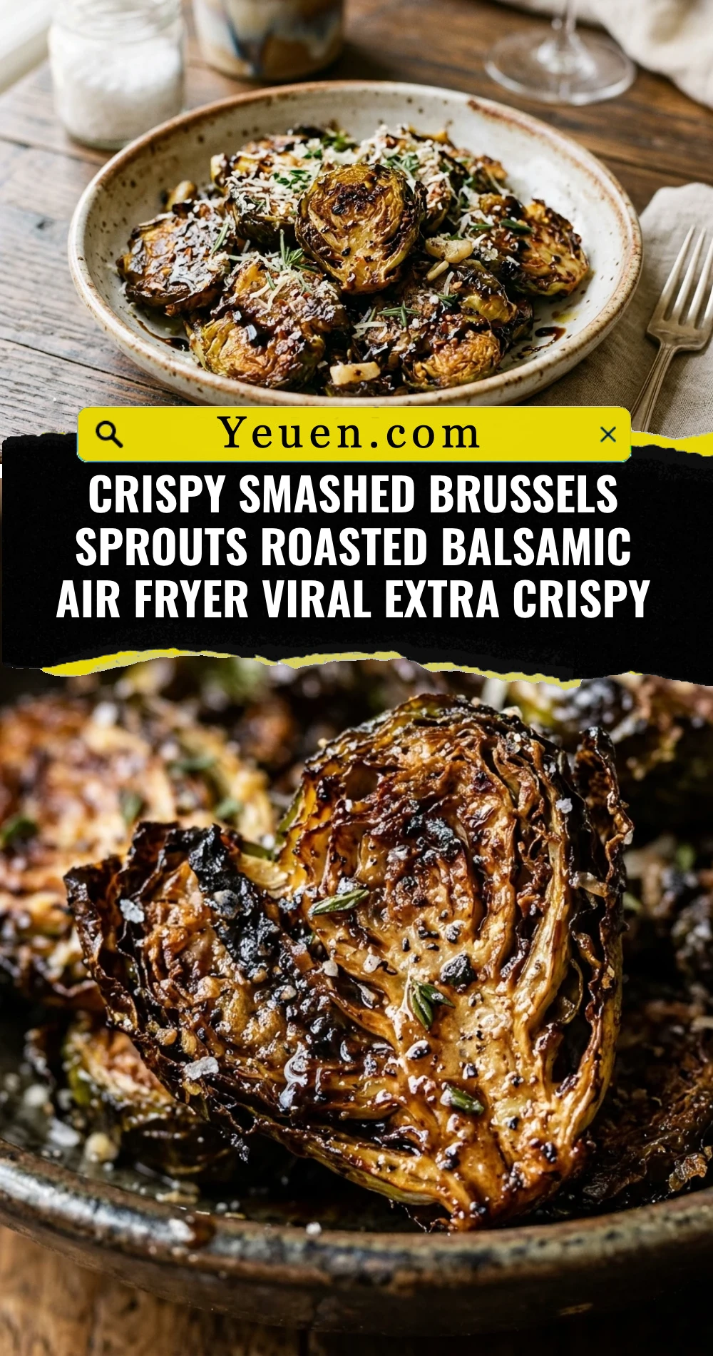 Crispy Smashed Brussels Sprouts Roasted Balsamic Air Fryer Viral Extra Crispy