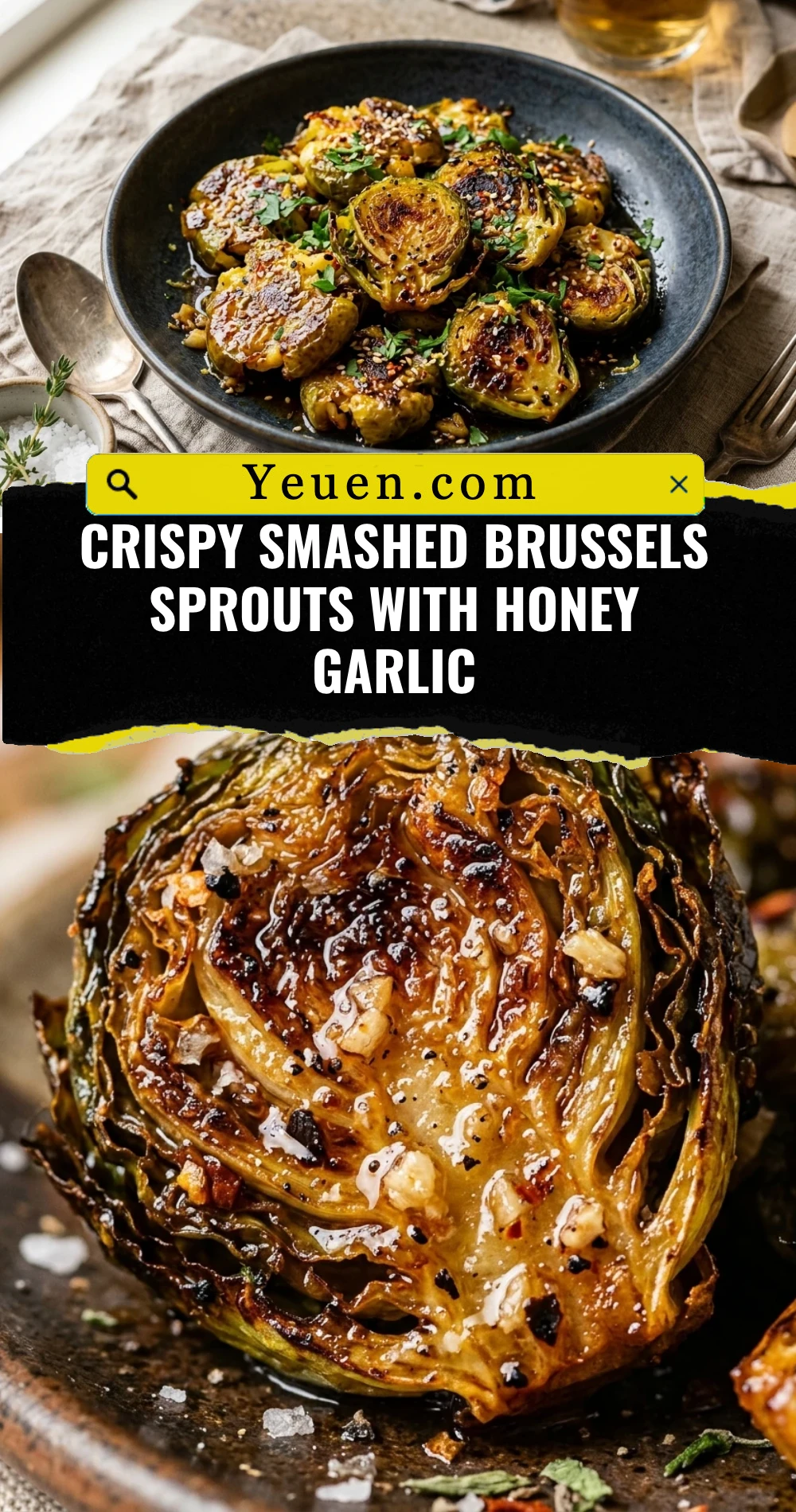 Crispy Smashed Brussels Sprouts With Honey Garlic
