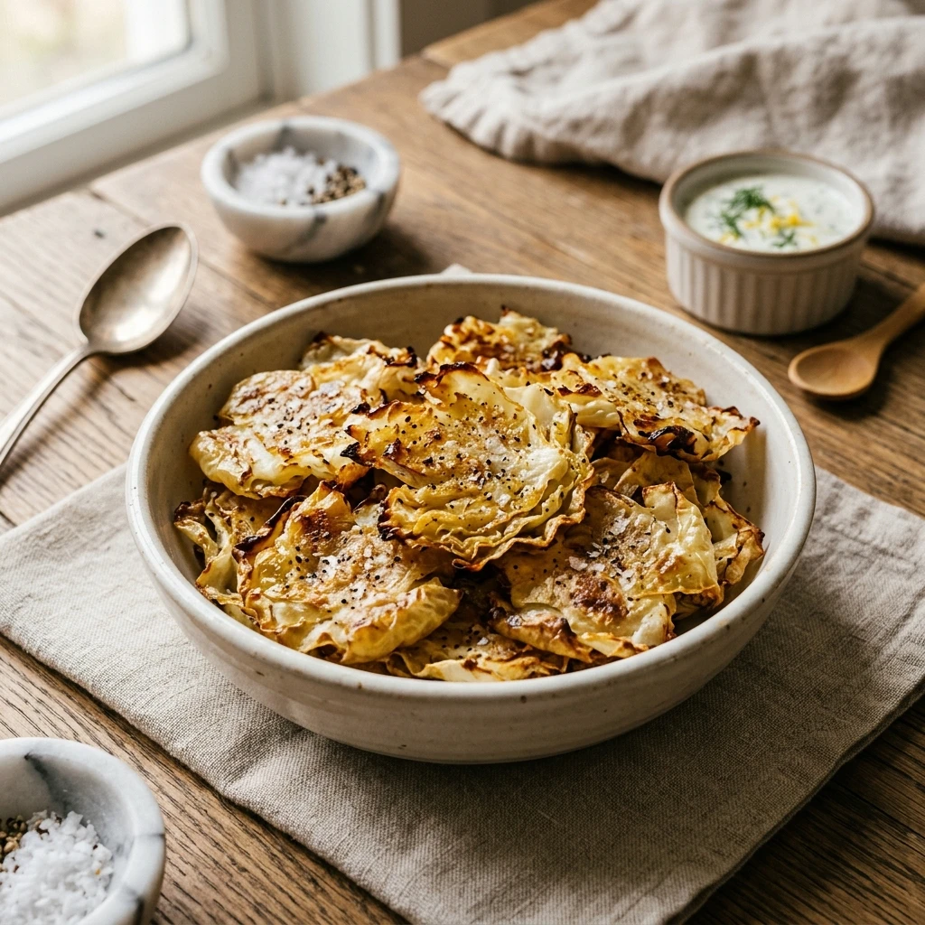 Crispy Smashed Cabbage Chips 3 Ingredient Snack
