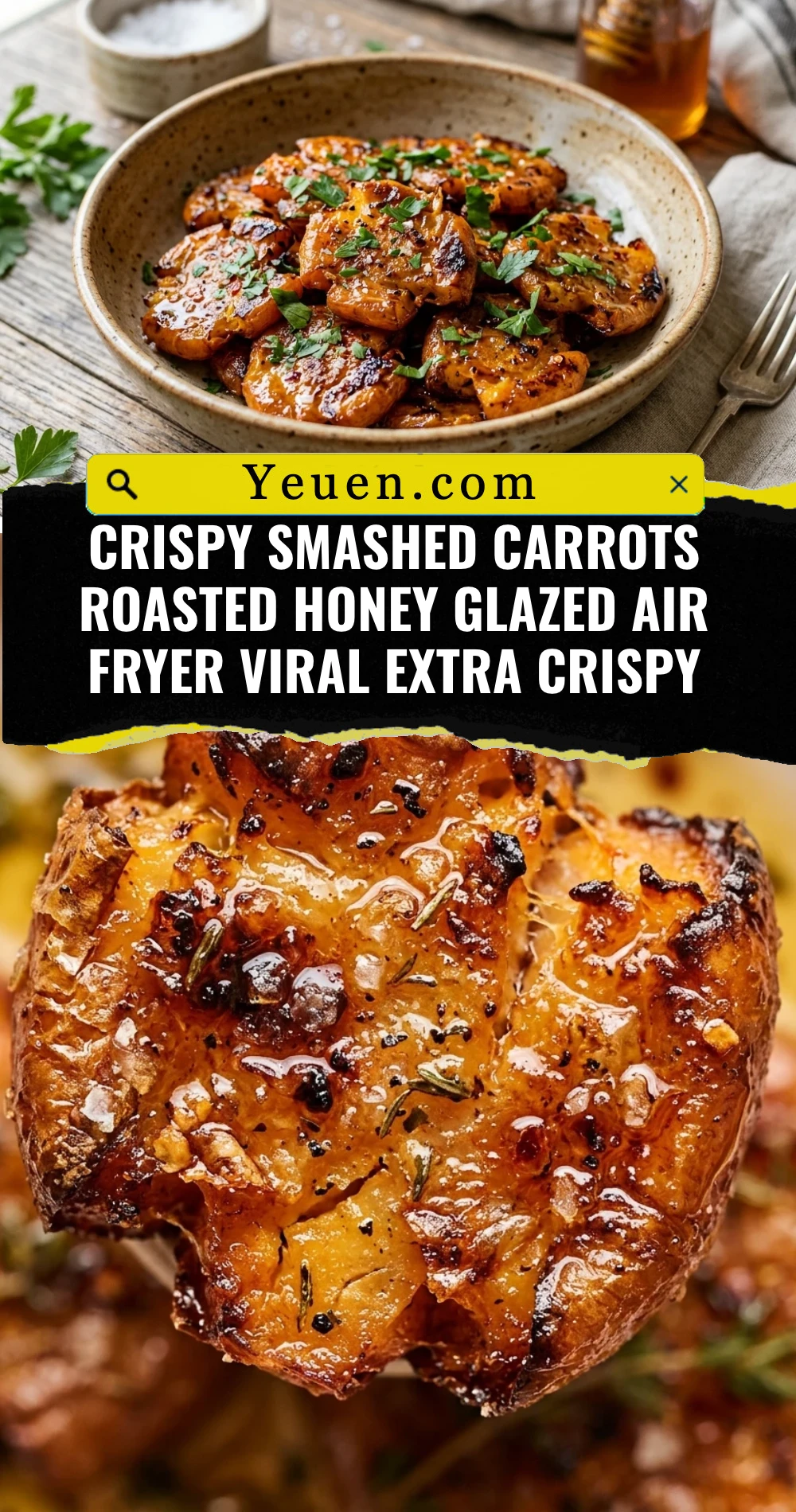 Crispy Smashed Carrots Roasted Honey Glazed Air Fryer Viral Extra Crispy
