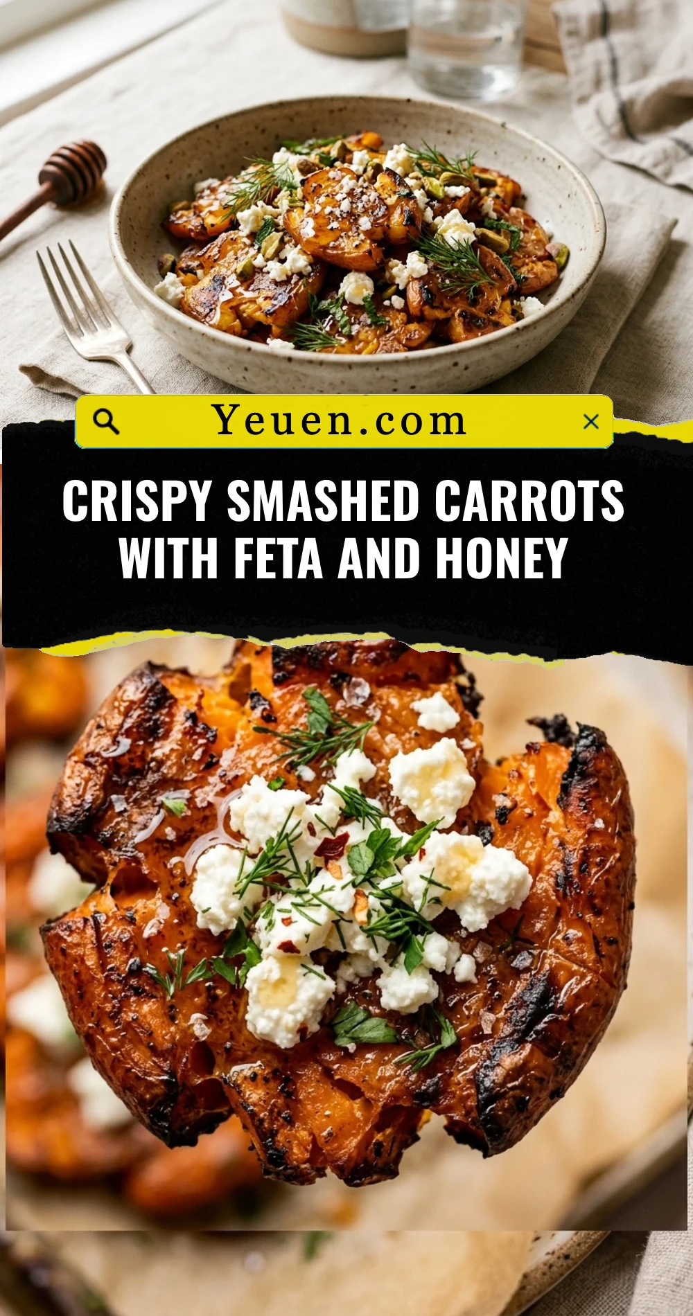 Crispy Smashed Carrots With Feta And Honey