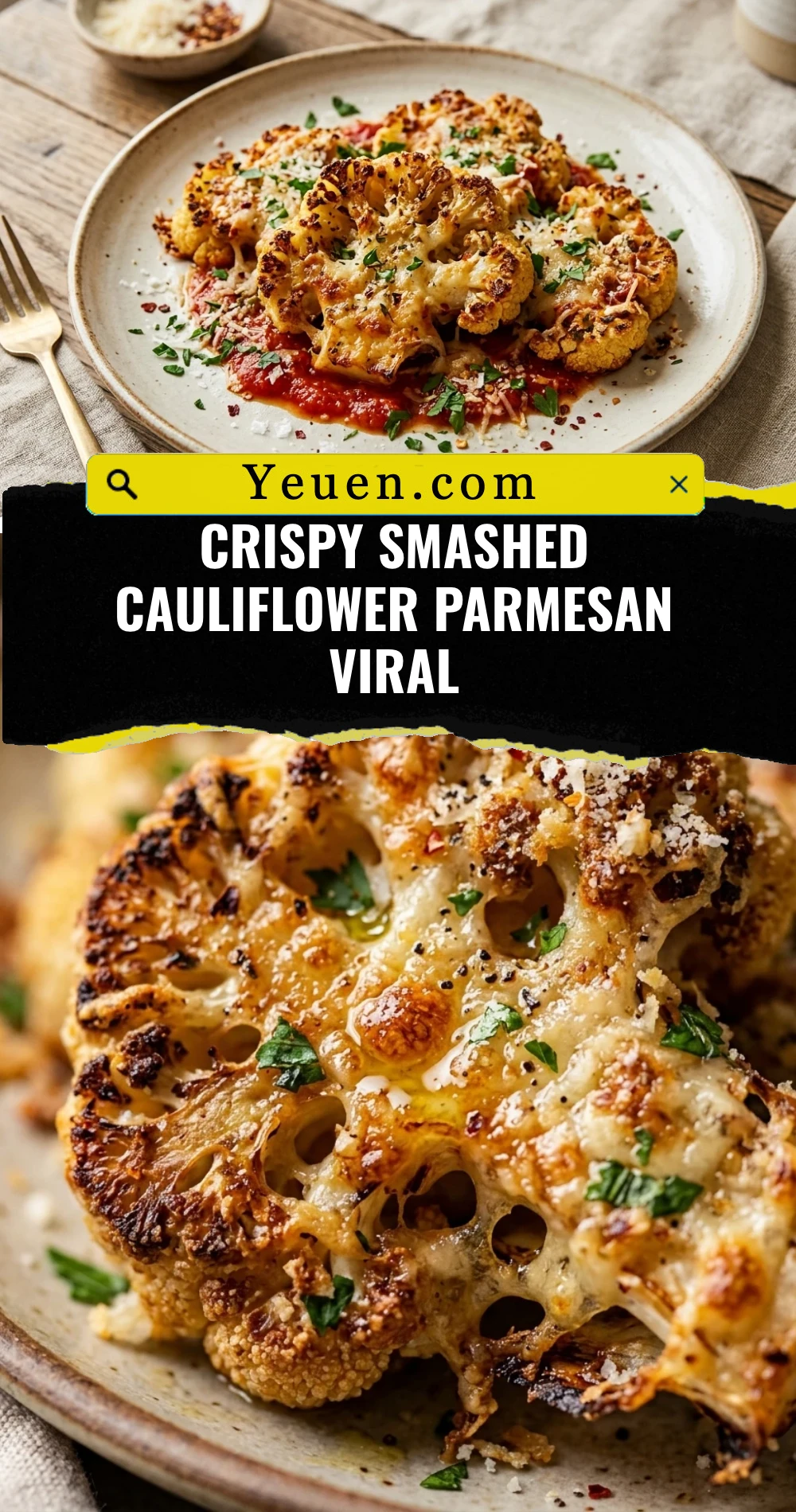 Crispy Smashed Cauliflower Parmesan Viral
