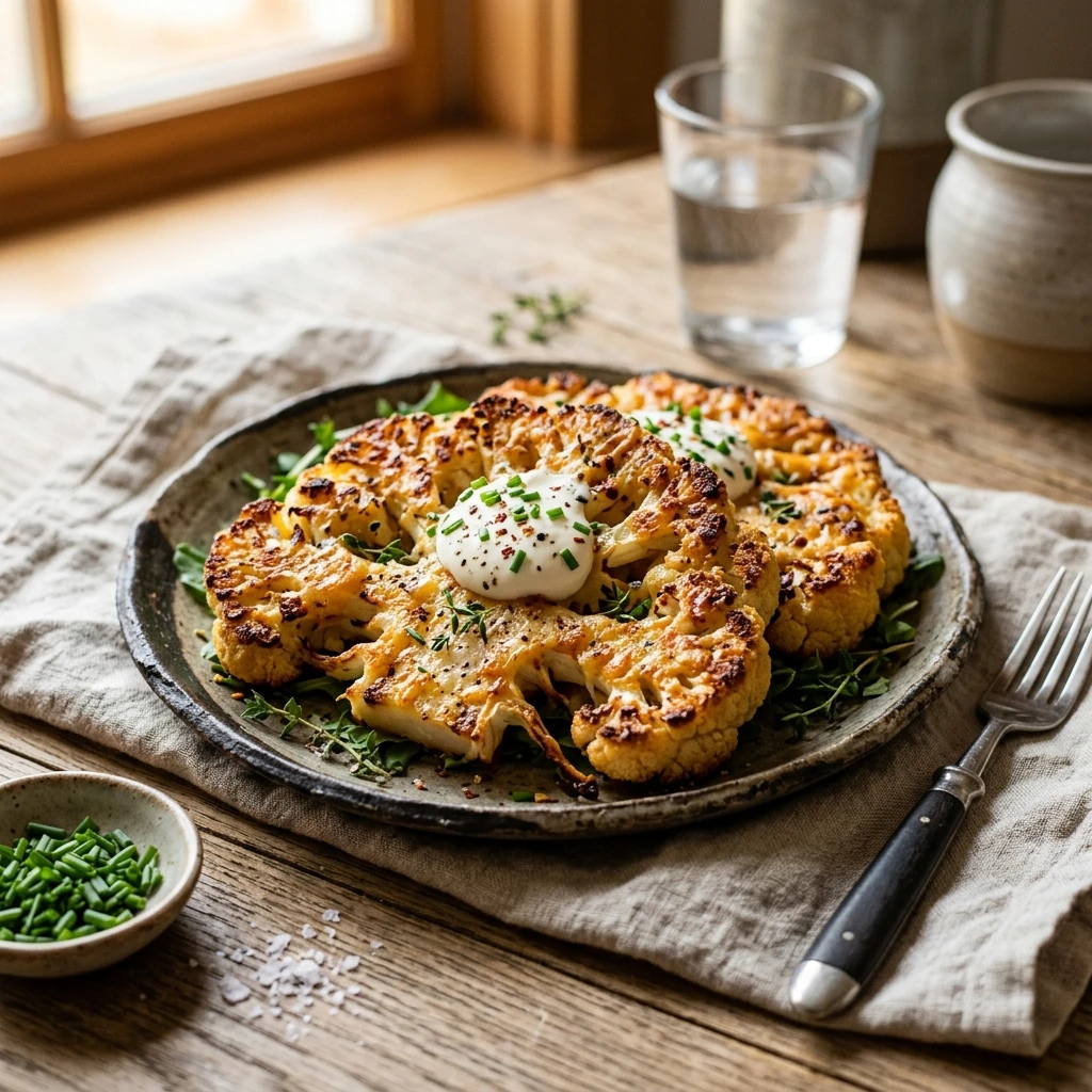 Crispy Smashed Cauliflower Steaks Cheesy Low Carb