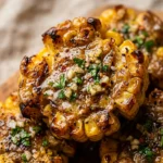 Crispy Smashed Corn On The Cob With Garlic Butter
