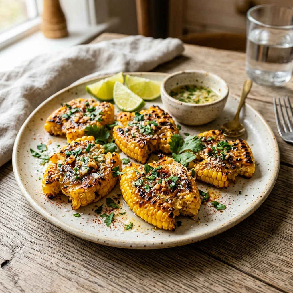Crispy Smashed Corn On The Cob With Garlic Butter