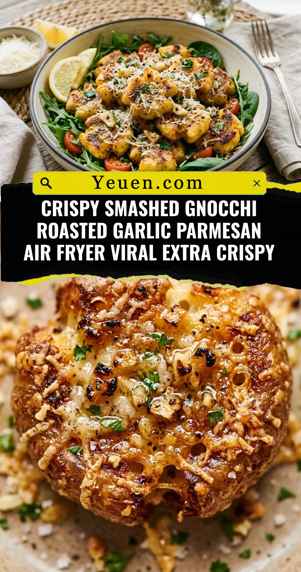 Crispy Smashed Gnocchi Roasted Garlic Parmesan Air Fryer Viral Extra Crispy
