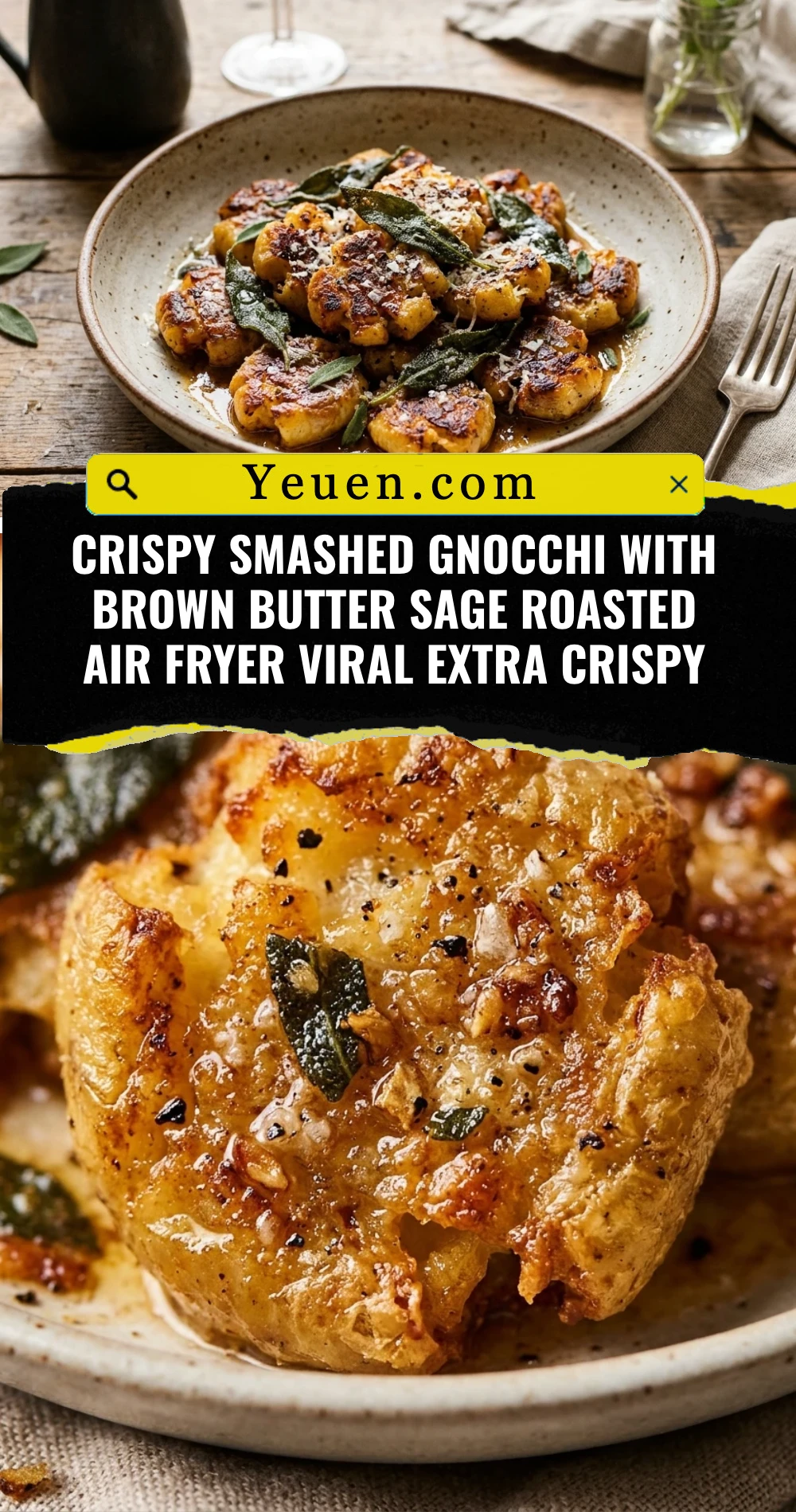 Crispy Smashed Gnocchi With Brown Butter Sage Roasted Air Fryer Viral Extra Crispy