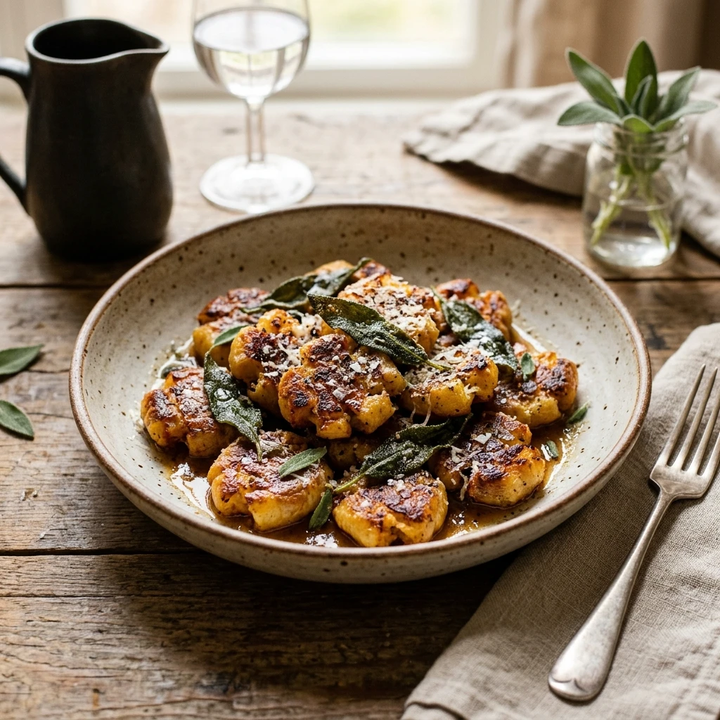 Crispy Smashed Gnocchi With Brown Butter Sage Roasted Air Fryer Viral Extra Crispy