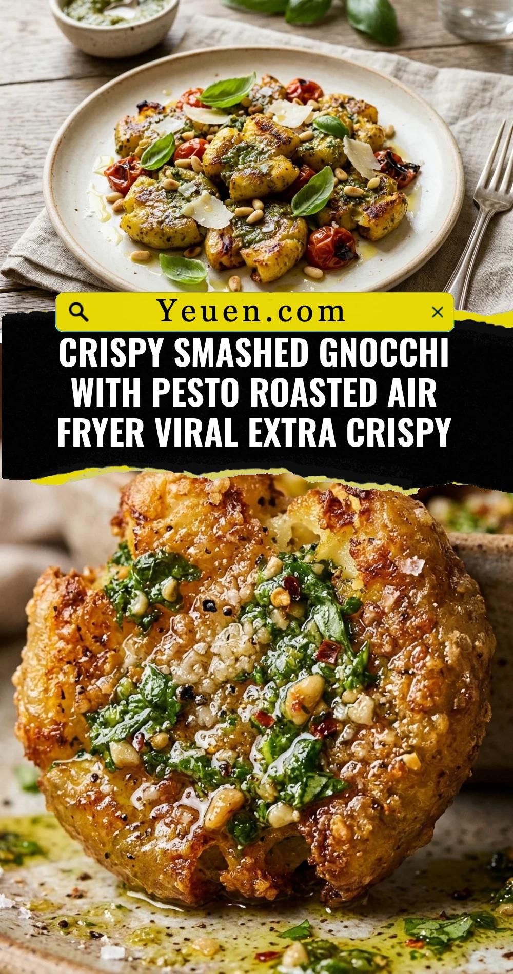 Crispy Smashed Gnocchi With Pesto Roasted Air Fryer Viral Extra Crispy