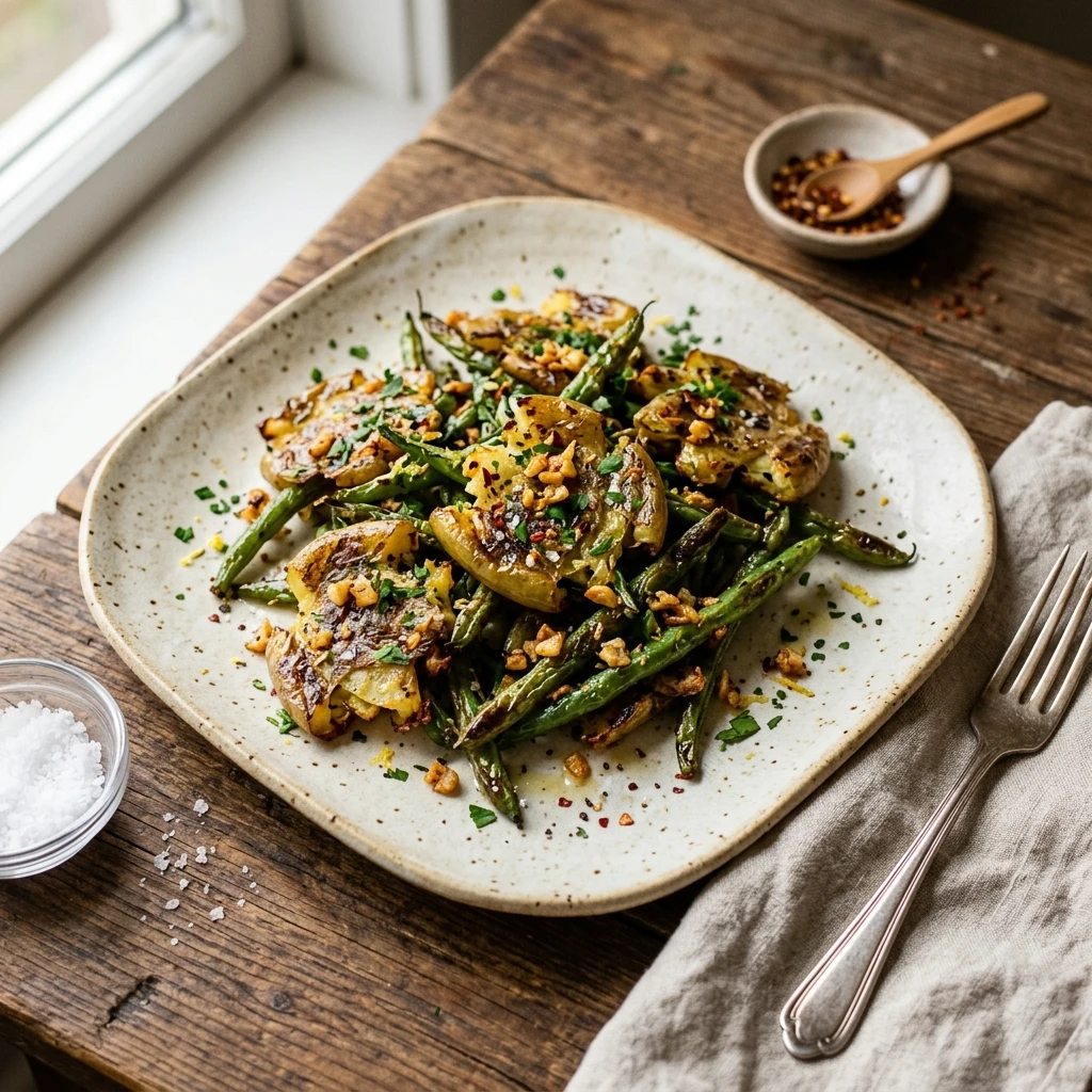Crispy Smashed Green Beans Garlic Viral