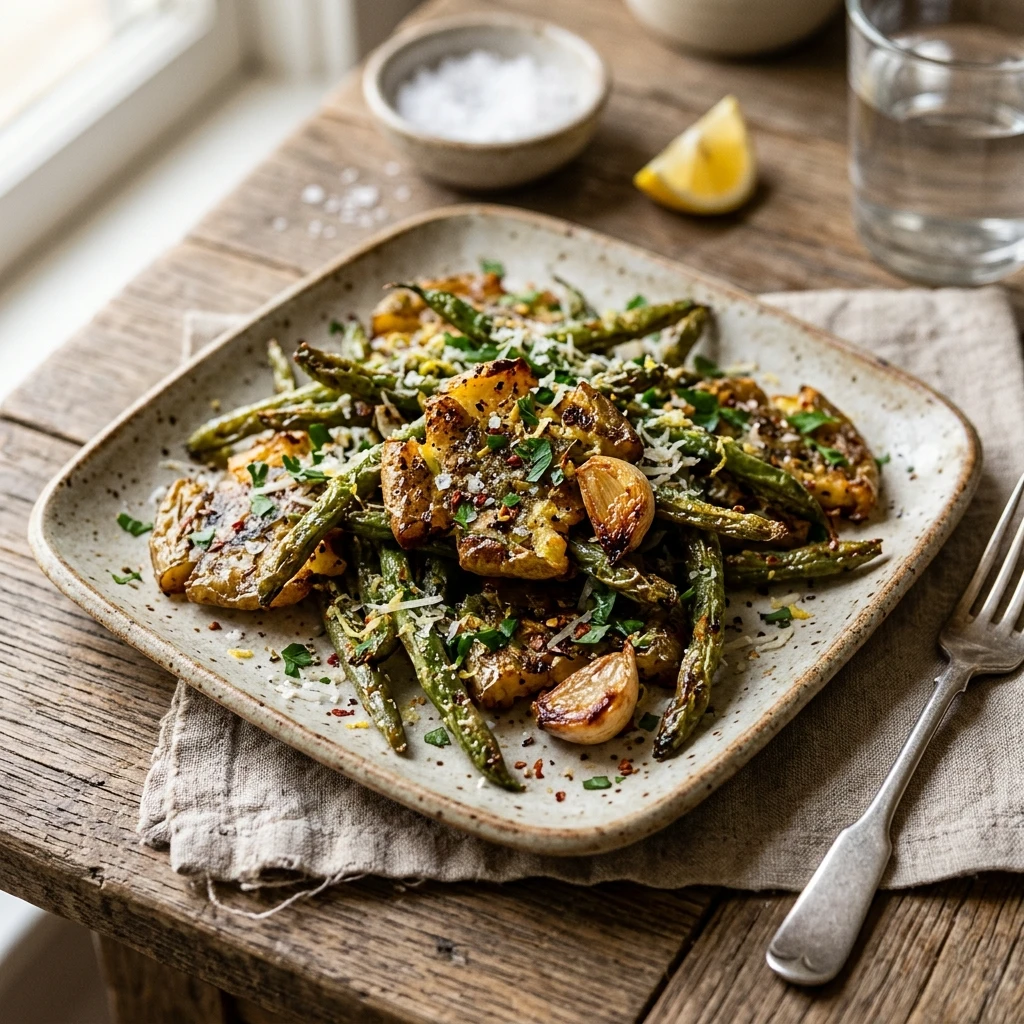 Crispy Smashed Green Beans Roasted Garlic Air Fryer Viral Extra Crispy