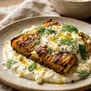 Crispy Smashed Leeks With Creamy Feta