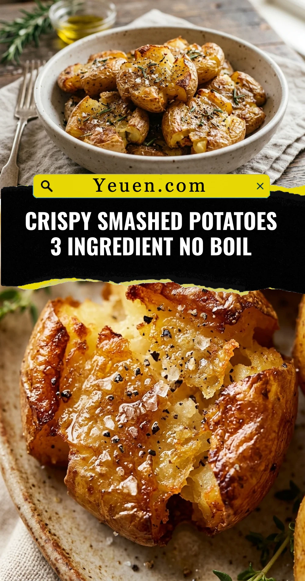 Crispy Smashed Potatoes 3 Ingredient No Boil