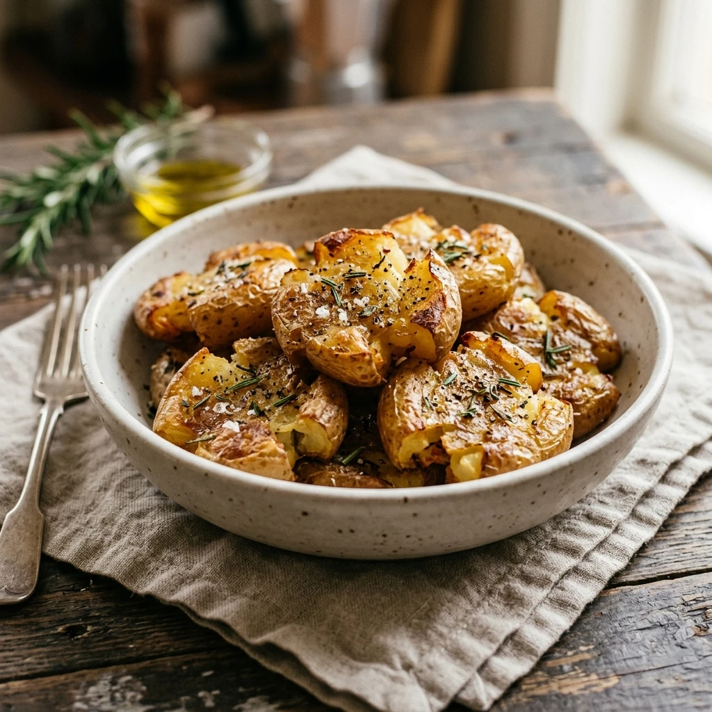 Crispy Smashed Potatoes 3 Ingredient No Boil