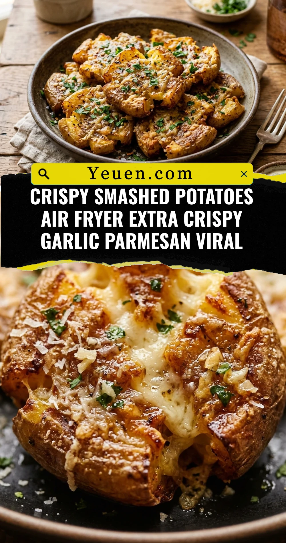 Crispy Smashed Potatoes Air Fryer Extra Crispy Garlic Parmesan Viral