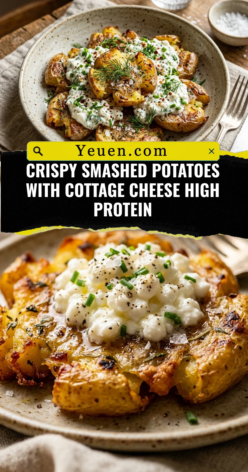 Crispy Smashed Potatoes With Cottage Cheese High Protein