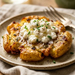 Crispy Smashed Potatoes With Cottage Cheese High Protein