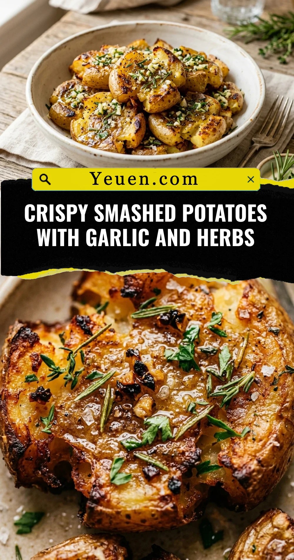 Crispy Smashed Potatoes With Garlic And Herbs