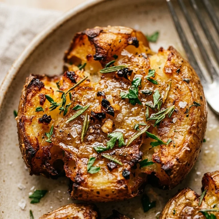 Crispy Smashed Potatoes With Garlic And Herbs