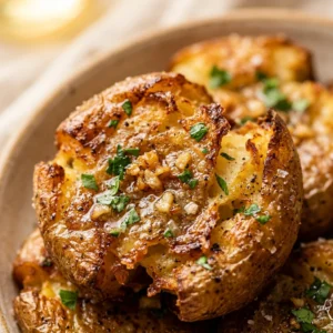 Crispy Smashed Potatoes With Garlic Butter Extra Crispy Roasted Viral Air Fryer