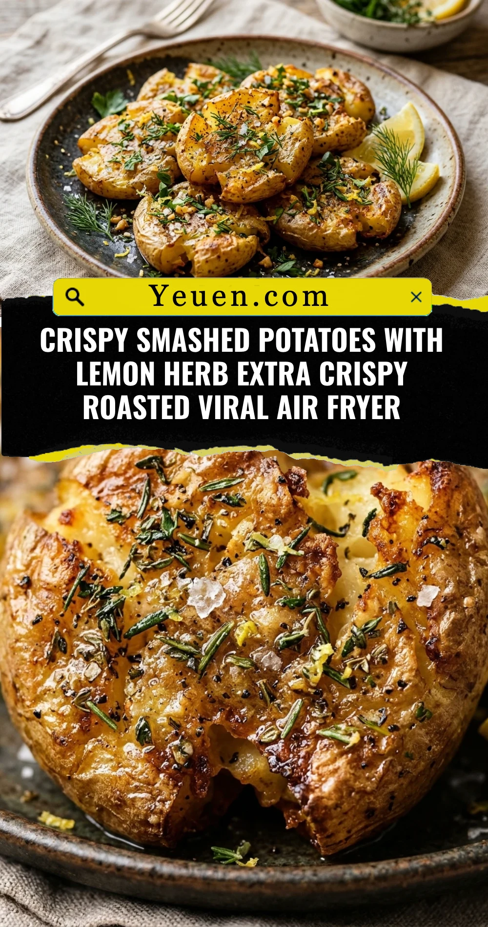 Crispy Smashed Potatoes With Lemon Herb Extra Crispy Roasted Viral Air Fryer