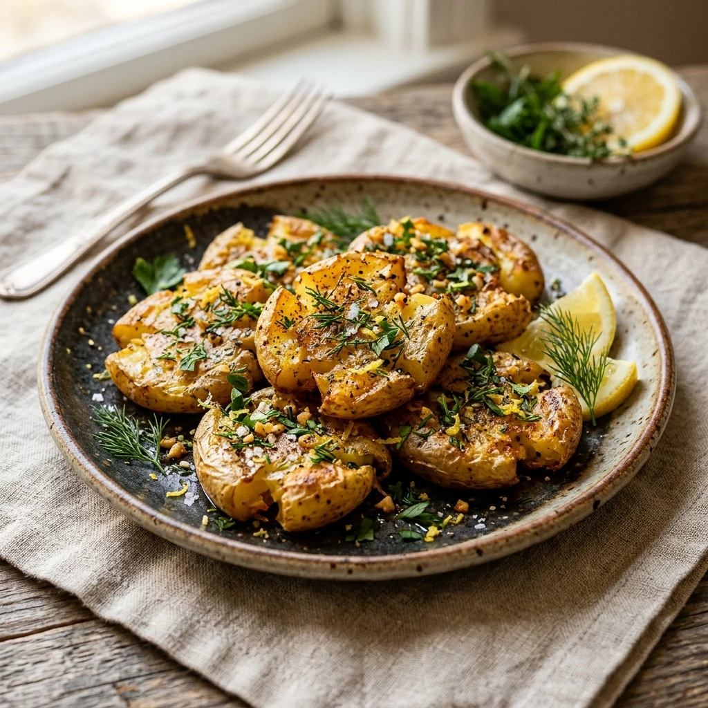 Crispy Smashed Potatoes With Lemon Herb Extra Crispy Roasted Viral Air Fryer