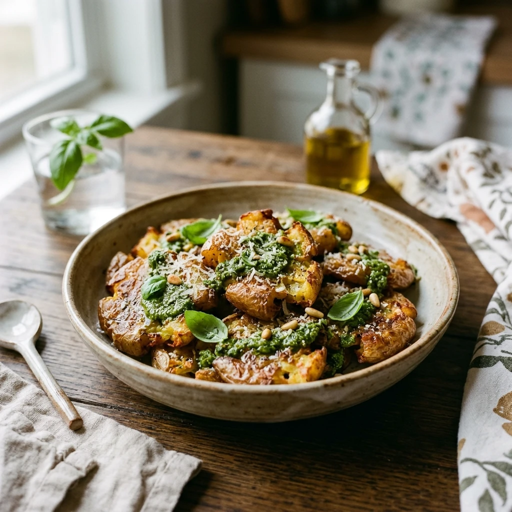 Crispy Smashed Potatoes With Pesto Extra Crispy Roasted Viral Air Fryer