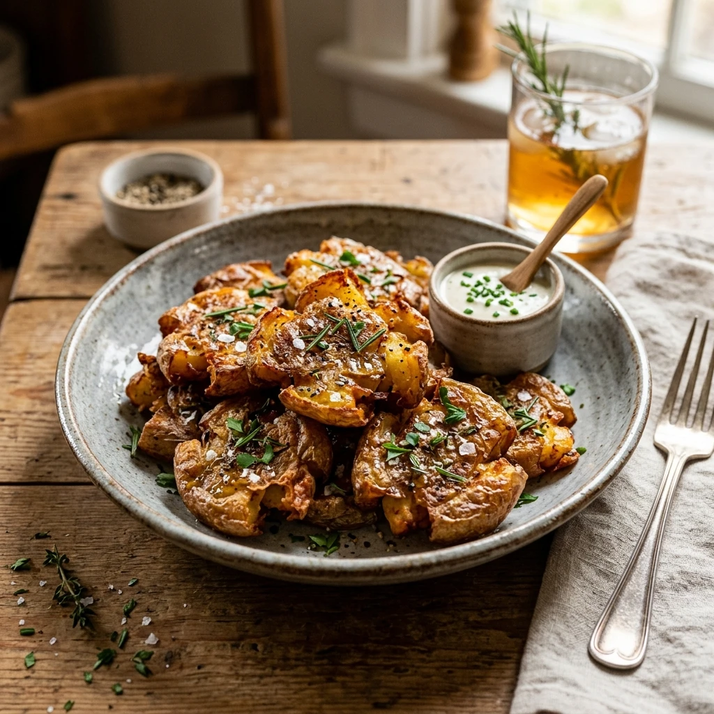 Crispy Smashed Potatoes With Truffle Oil Extra Crispy Roasted Viral Air Fryer