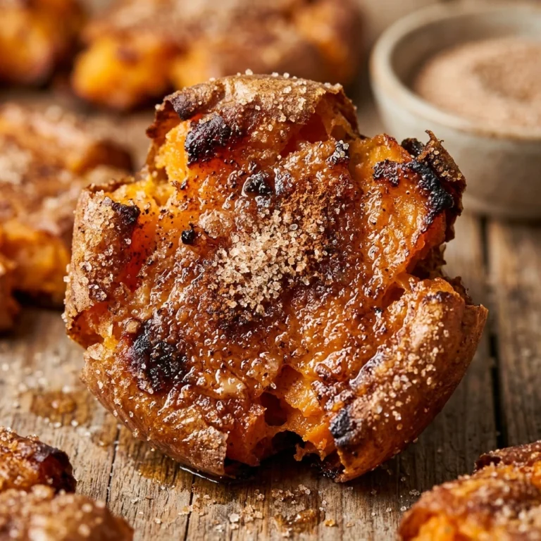 Crispy Smashed Sweet Potatoes With Cinnamon Sugar