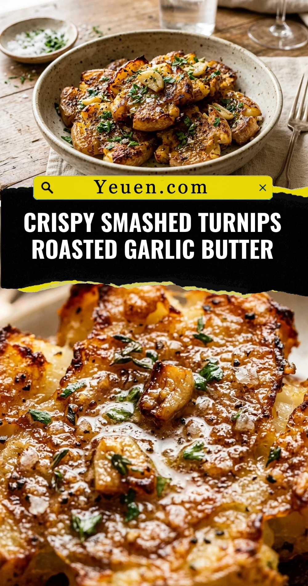 Crispy Smashed Turnips Roasted Garlic Butter