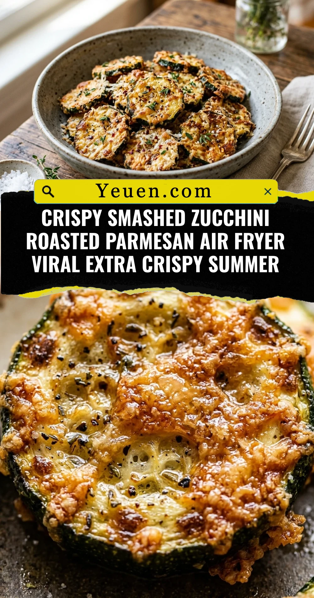 Crispy Smashed Zucchini Roasted Parmesan Air Fryer Viral Extra Crispy Summer