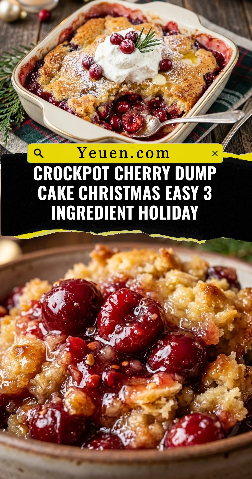 Crockpot Cherry Dump Cake Christmas Easy 3 Ingredient Holiday