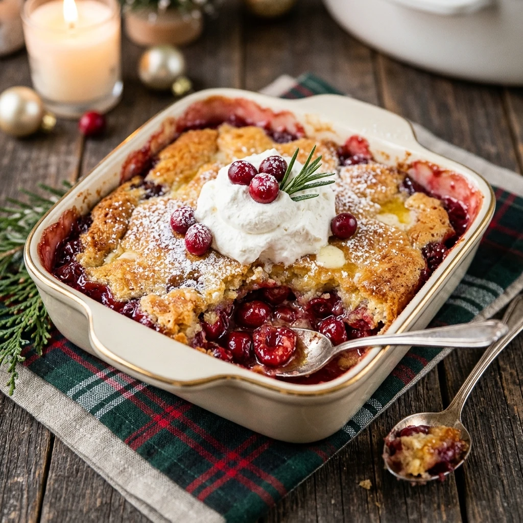Crockpot Cherry Dump Cake Christmas Easy 3 Ingredient Holiday