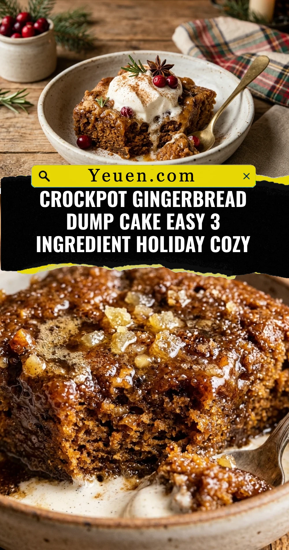 Crockpot Gingerbread Dump Cake Easy 3 Ingredient Holiday Cozy