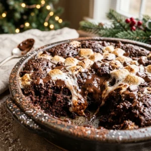 Crockpot Hot Chocolate Dump Cake Easy 3 Ingredient Christmas Holiday