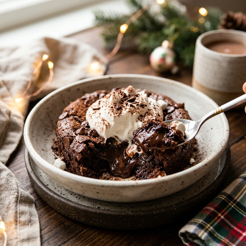 Crockpot Hot Chocolate Dump Cake Easy 3 Ingredient Christmas Holiday