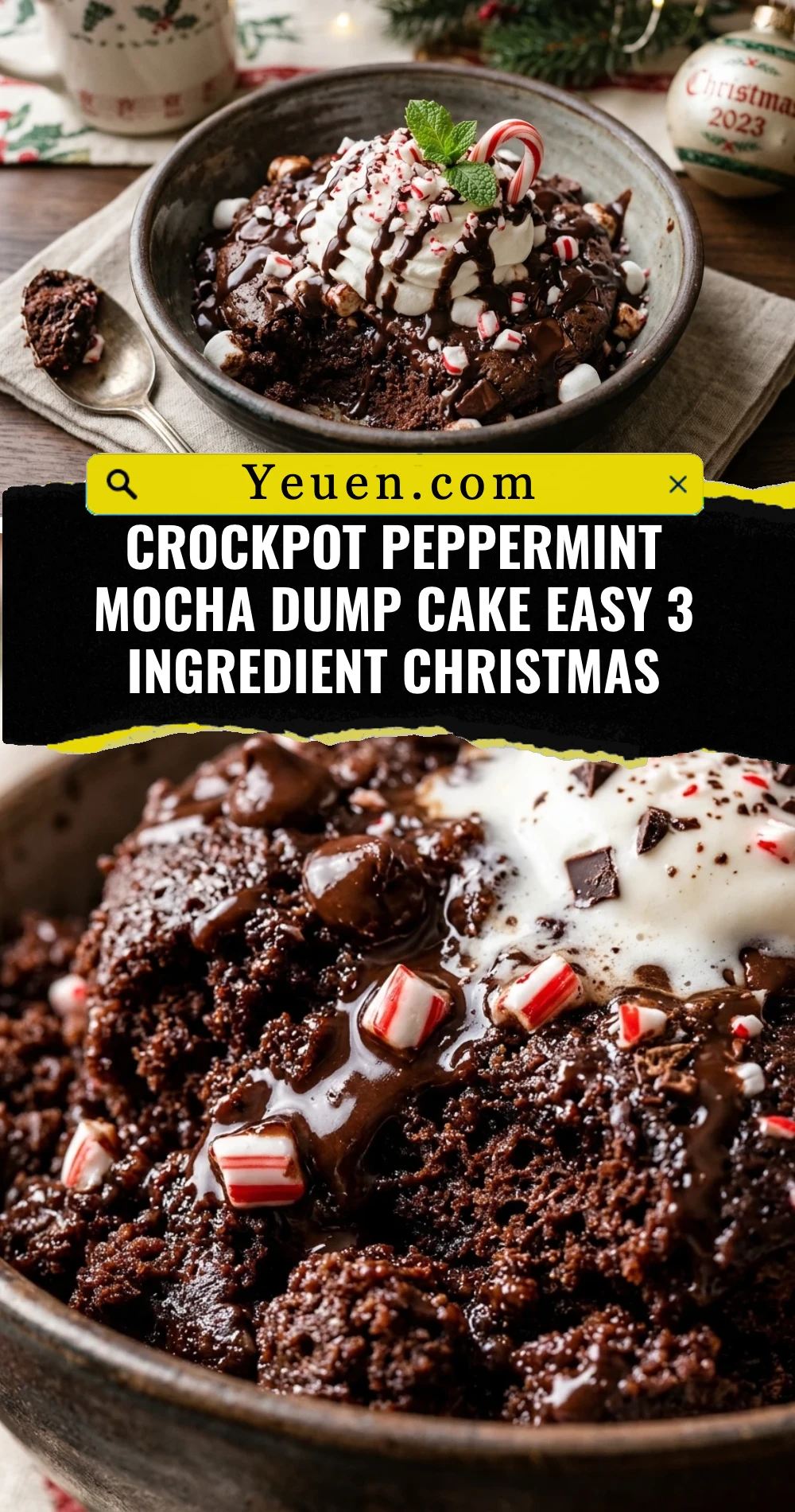 Crockpot Peppermint Mocha Dump Cake Easy 3 Ingredient Christmas