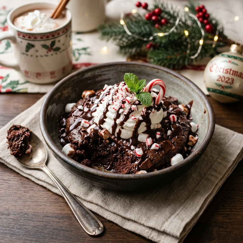 Crockpot Peppermint Mocha Dump Cake Easy 3 Ingredient Christmas