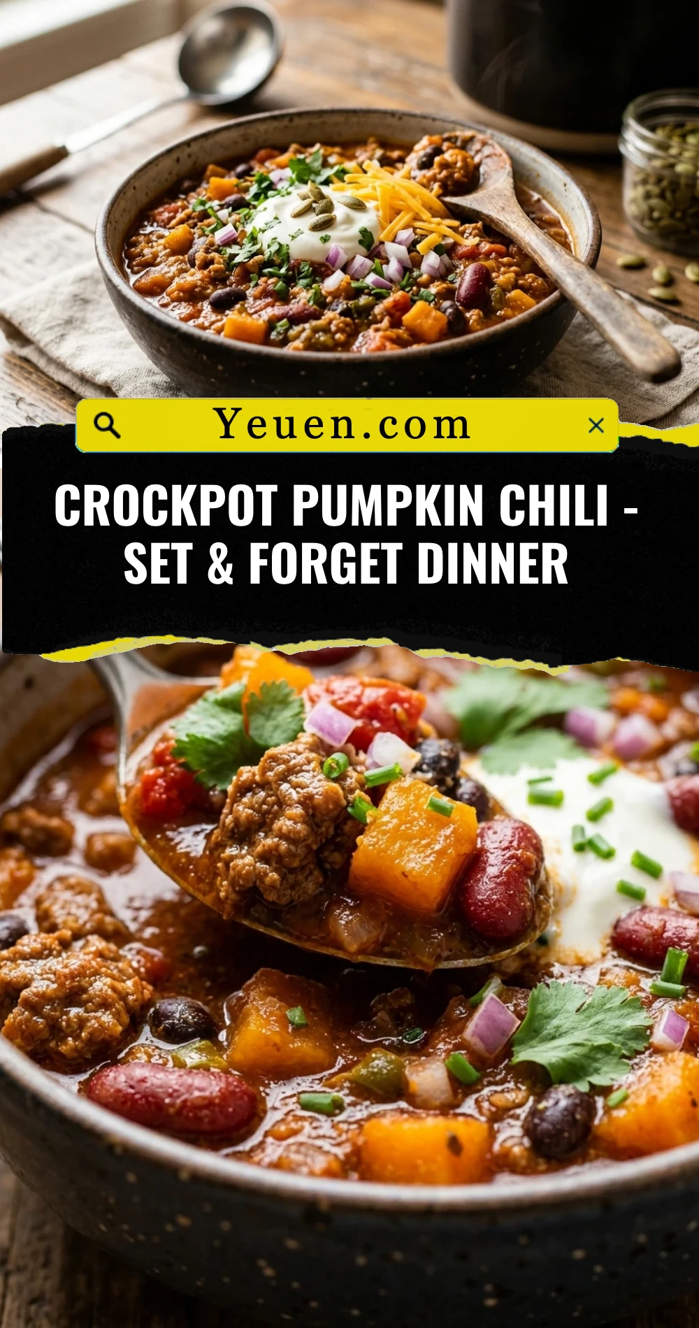 Crockpot Pumpkin Chili - Set & Forget Dinner