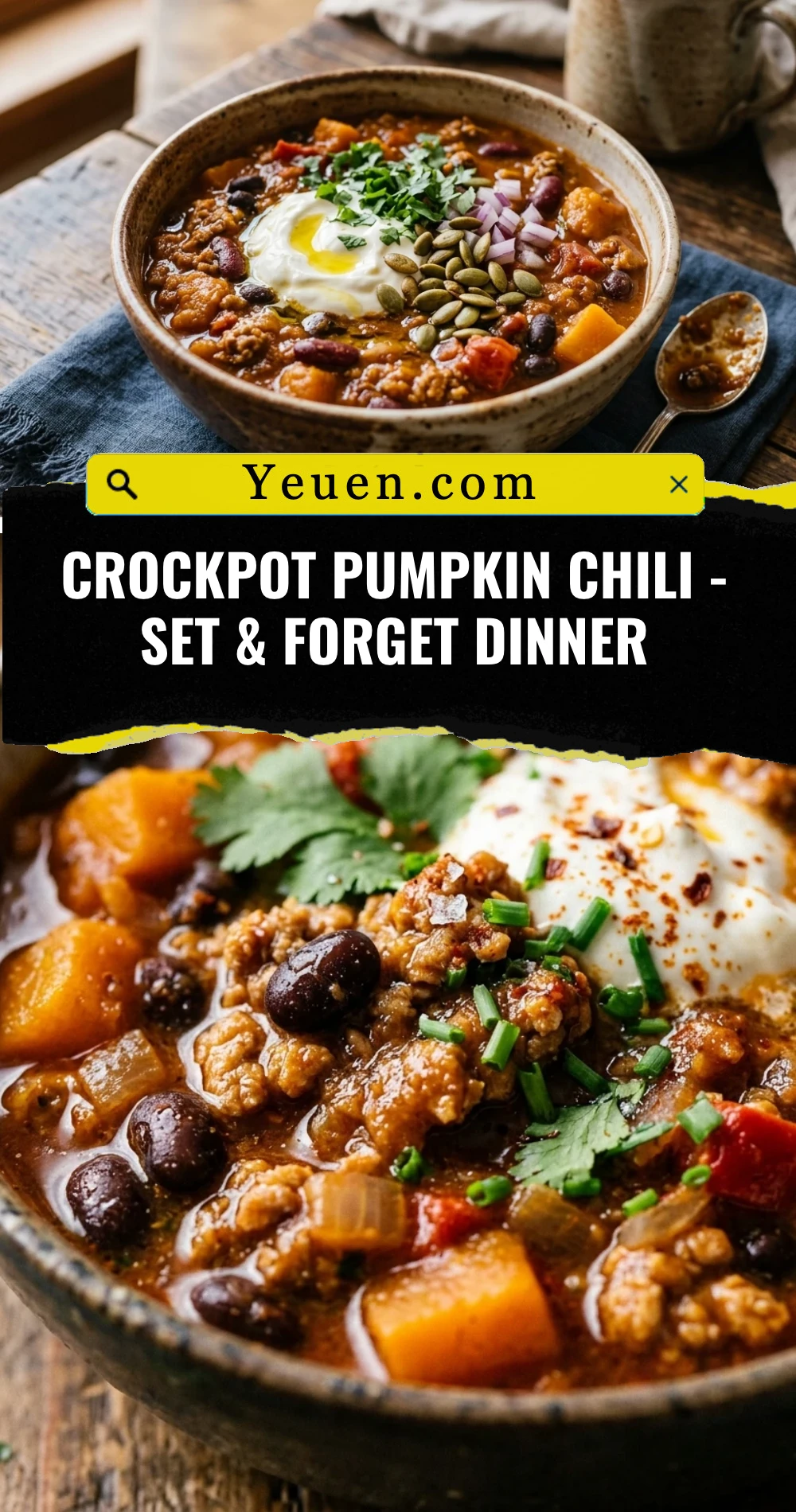 Crockpot Pumpkin Chili - Set & Forget Dinner