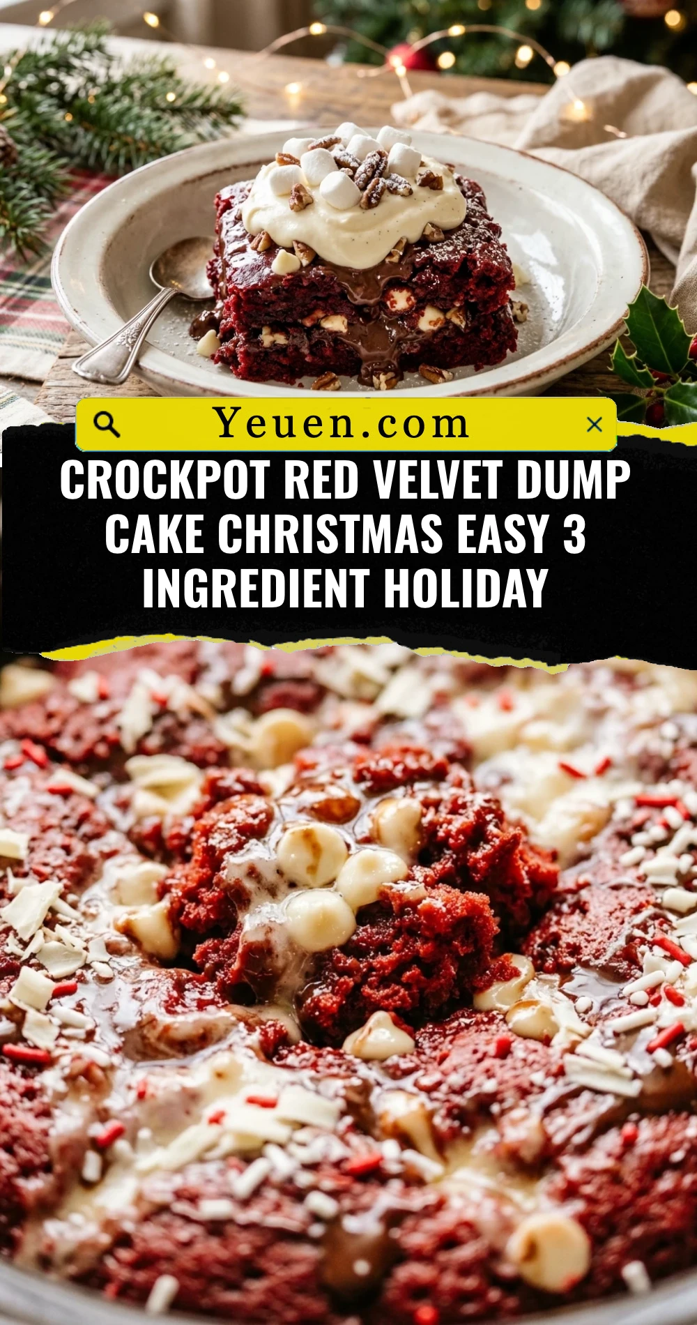 Crockpot Red Velvet Dump Cake Christmas Easy 3 Ingredient Holiday
