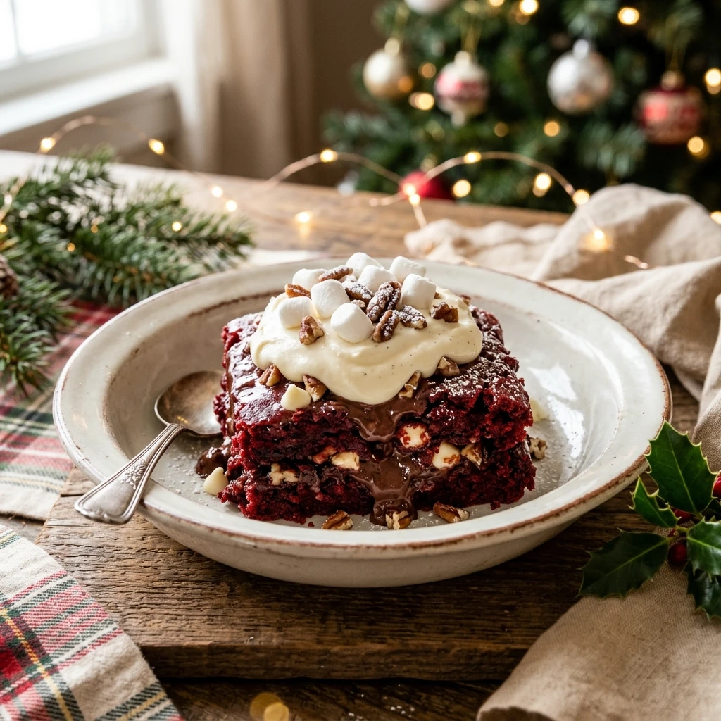 Crockpot Red Velvet Dump Cake Christmas Easy 3 Ingredient Holiday