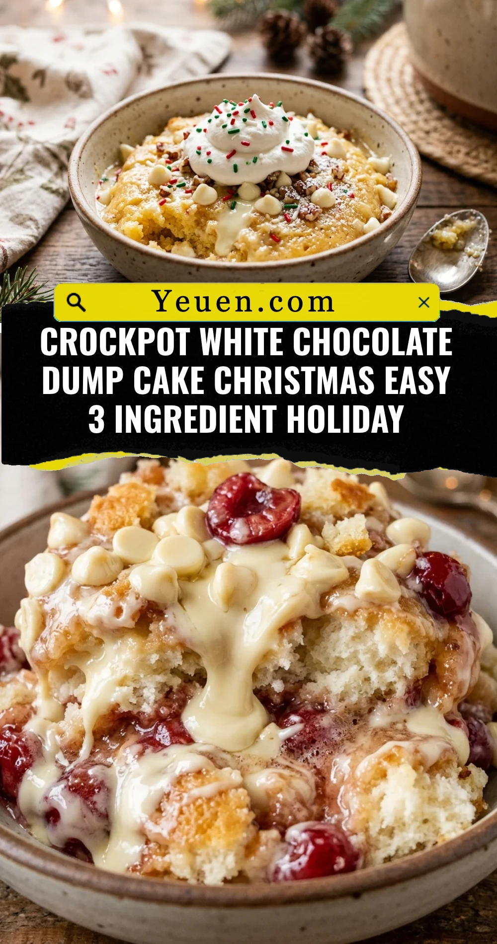 Crockpot White Chocolate Dump Cake Christmas Easy 3 Ingredient Holiday