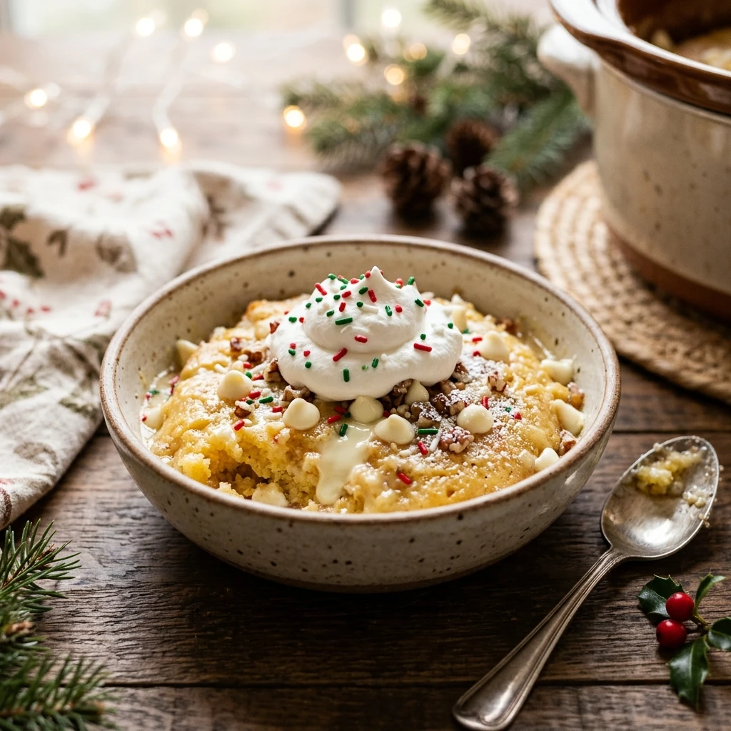 Crockpot White Chocolate Dump Cake Christmas Easy 3 Ingredient Holiday