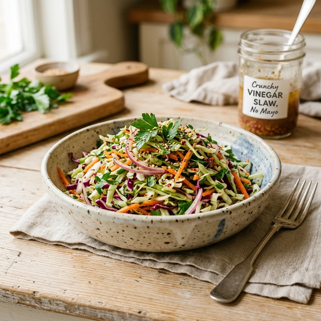 Crunchy Cabbage Slaw Vinegar No Mayo Budget 2026 Healthy Easy