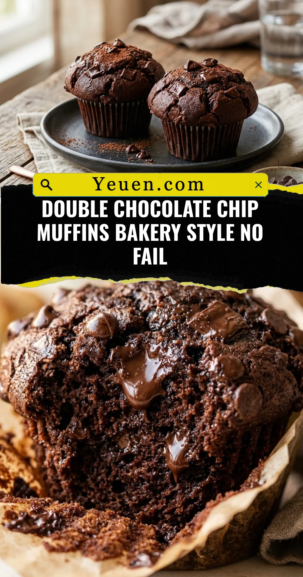 Double Chocolate Chip Muffins Bakery Style No Fail